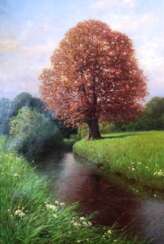 The painting “Oak by the river”. Kesler, Carl. Germany, 1917.