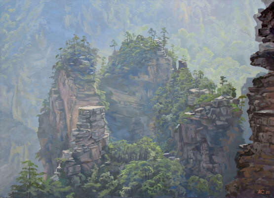 Peinture à l'huile «Dans les montagnes Avatar», Toile sur le sous-châssis, Peinture à l'huile Réalisme contemporain, Paysage de montagne, Russie, 2022 - photo 1