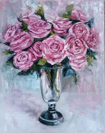 Розы в вазе Холст Масло Импрессионизм Цветочный натюрморт Украина 2021 г. - фото 1
