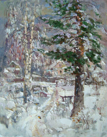 Зима в деревне Realism Landscape painting 2013 - photo 1
