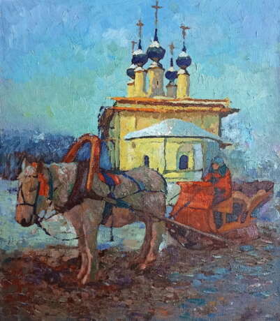Painting “horse”, Canvas, Oil paint, Contemporary art, Cityscape, Russia, 2022 - photo 1