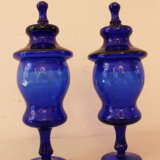 Pair of blue glass Goblets - фото 1