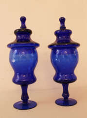 Pair of blue glass Goblets