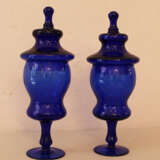 Pair of blue glass Goblets - фото 2