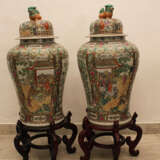 Pair of Cantonese Familie Verte Guardian Vases - фото 1
