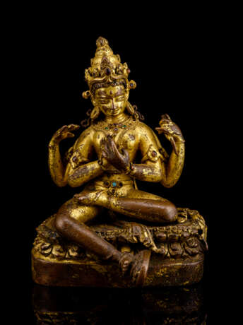 Seltene feuervergoldete Bronze der Prajnaparamita - Foto 1