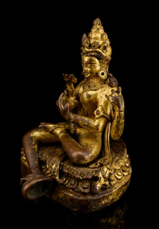 Seltene feuervergoldete Bronze der Prajnaparamita - Foto 2