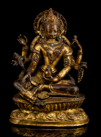 Feine feuervergoldete Bronze der Vasudhara - Foto 1