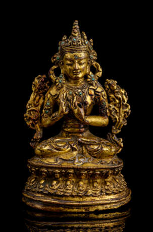 Feuervergoldete Bronze des Maitreya - photo 1