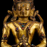 Feine feuervergoldete Bronze des Amitayus - Foto 2
