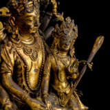 Seltene feuervergoldete Bronze von Shiva und Parvati - Foto 2