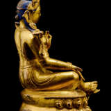 Feine feuervergoldete Bronze der Syamatara mit Lapislazuli-Einlagen - Foto 2