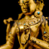 Feine feuervergoldete Bronze der Syamatara mit Lapislazuli-Einlagen - Foto 5
