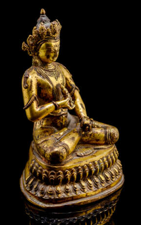 Feuervergoldete Bronze des Vajrasattva auf einem Lotos - Foto 2