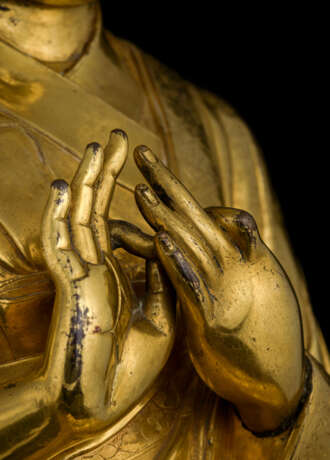 Große und feine Bronze eines feuervergoldeten Lama - Foto 3