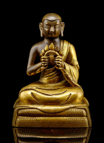 Partiell feuervergoldete Bronze des Rahula - Foto 1