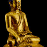 Feuervergoldete Bronze des Buddha Shakyamuni auf einem Lotos - photo 2