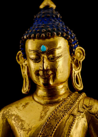 Feuervergoldete Bronze des Buddha Shakyamuni auf einem Lotos - фото 3