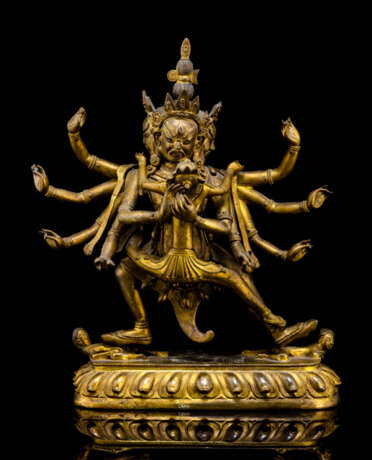 Feuervergoldete Bronze einer Gottheit, vermutlich Chakrasamvara - фото 1