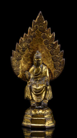 Feine feuervergoldete Bronze des Budda Shakyamuni - фото 1