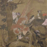 Paar anonyme Malereien von Kranichpaar und Phoenix unter Parasolbaum auf Seide, gerahmt - photo 2