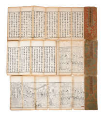 Drei Bücher mit gedruckten buddhistischen Sutren