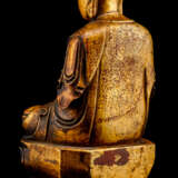 Vergoldete Holzfigur des Buddha Shakyamuni - photo 2