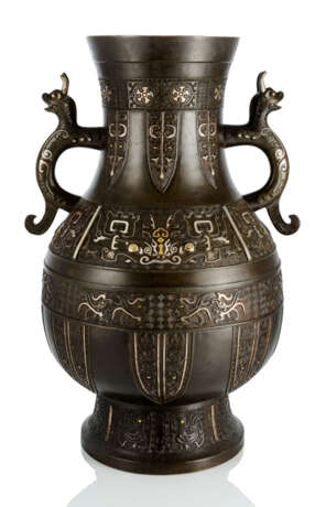 Sehr große Vase im archaischen Stil mit Gold- und Silbereinlagen - фото 1
