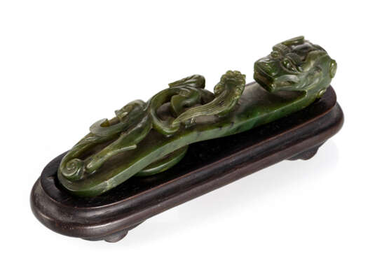'Chilong'-Gürtelhaken aus spinatgrüner Jade - фото 1