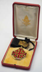 Vatikan: Ritterorden vom heiligen Grab zu Jerusalem, 4. Modell (seit 1904), Komtur Dekoration, mit Waffentrophäe, im Etui.
