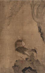 Fächerbild mit Beiblatt, Bambusmalerei und anonyme Malerei mit Enten