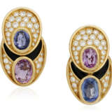 NO RESERVE | MARINA B TWO SAPPHIRE, COLORED SAPPHIRE, DIAMOND AND ONYX BROOCHES - photo 1