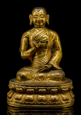 Feuervergoldete Repoussé-Figur eines sitzenden Lama - photo 1