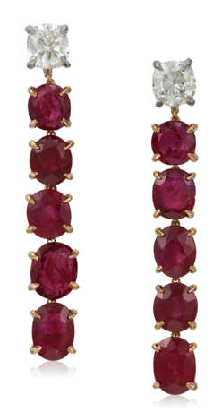 NO RESERVE | RUBY AND DIAMOND EARRINGS - Foto 1