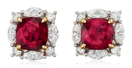 NO RESERVE | TIFFANY & CO. RUBY AND DIAMOND EARRINGS - Foto 1