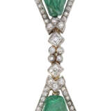 NO RESERVE | ART DECO EMERALD AND DIAMOND BROOCH - фото 1