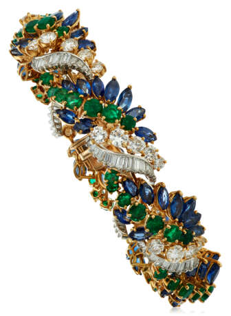 SAPPHIRE, EMERALD AND DIAMOND BRACELET - фото 1