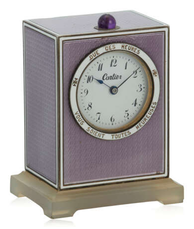 NO RESERVE | CARTIER BELLE ÉPOQUE AMETHYST, QUARTZ AND ENAMEL DESK CLOCK - photo 1