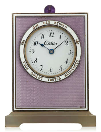 NO RESERVE | CARTIER BELLE ÉPOQUE AMETHYST, QUARTZ AND ENAMEL DESK CLOCK - photo 2