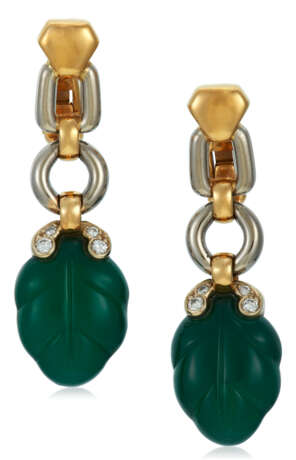 NO RESERVE | CARTIER CHRYSOPRASE AND DIAMOND EARRINGS - фото 1