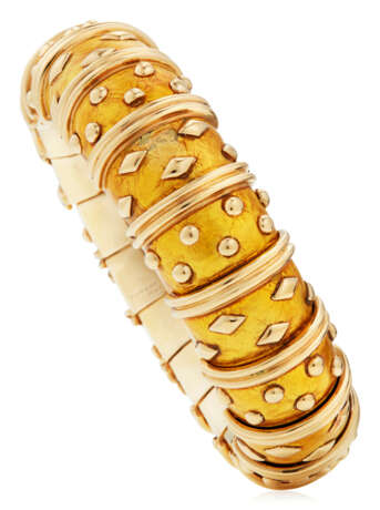 TIFFANY & CO., JEAN SCHLUMBERGER ENAMEL AND GOLD 'DOT LOZENGE' BANGLE BRACELET - Foto 1