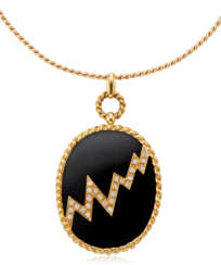 VAN CLEEF & ARPELS ONYX AND DIAMOND PENDANT