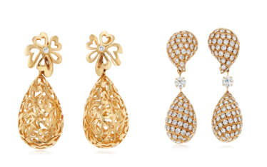 NO RESERVE | TWO PAIRS OF ALEXANDRE REZA DIAMOND AND GOLD EARRINGS
