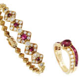 NO RESERVE | VAN CLEEF & ARPELS RUBY AND DIAMOND BRACELET AND RING - фото 1