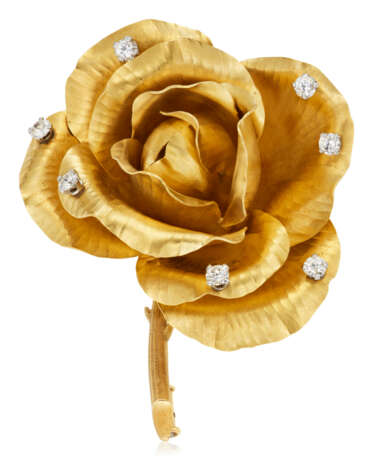 NO RESERVE | TIFFANY & CO. DIAMOND AND GOLD FLOWER BROOCH - фото 1