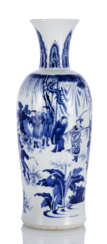 'Rolwagen'-Vase mit blau-weissem Dekor einer Romanszene