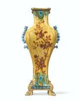 A GILT-METAL-MOUNTED THEODORE DECK FAIENCE TWO-HANDLED VASE