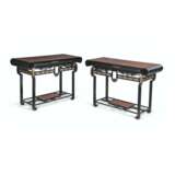 A PAIR OF FRENCH `JAPONISME` GILT-METAL-MOUNTED EBONISED CONSOLE TABLES - фото 1