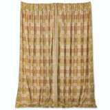 TWO PAIRS OF CREAM GREEN AND PINK FLORAL EMBROIDERED SILK PLEATED CURTAINS - photo 1