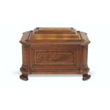 A GERMAN WALNUT, FRUITWOOD, PARQUETRY AND IVORY-INLAID STRONG BOX - photo 1